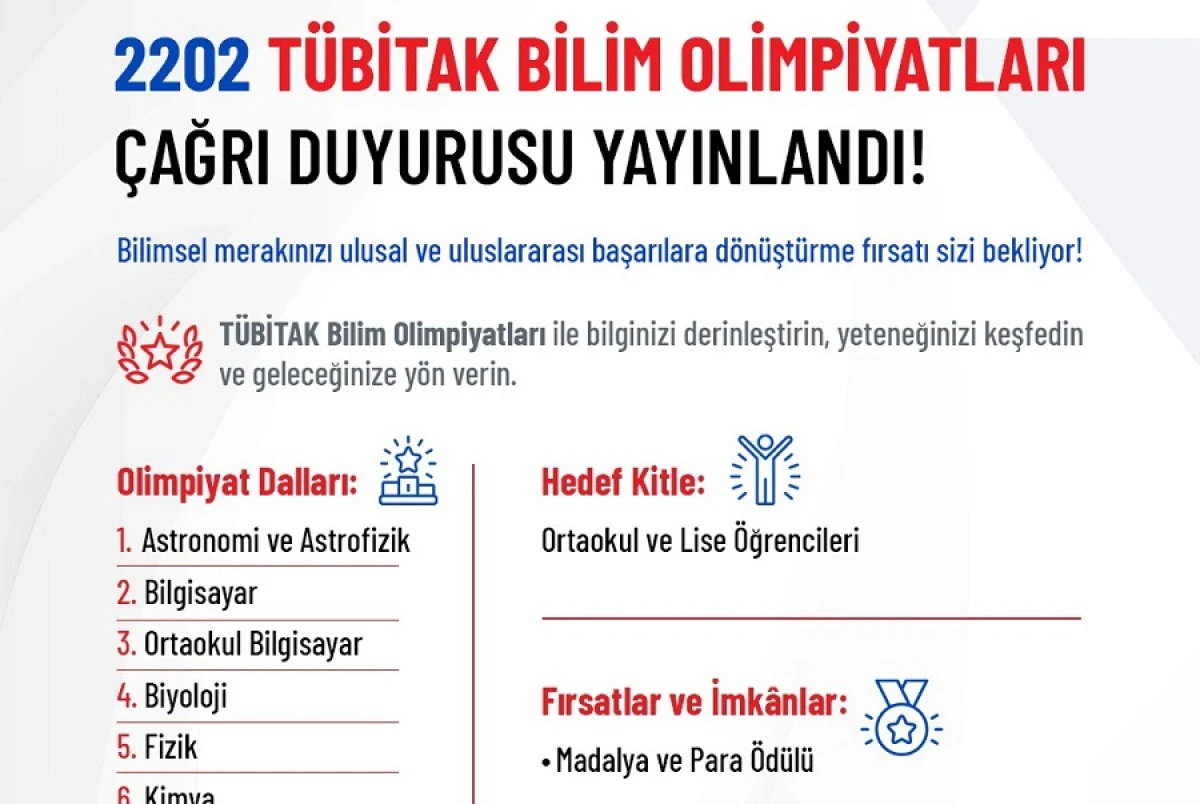 34. Bilim Olimpiyatları Birinci Aşama Sınavı Başvuruları Başladı