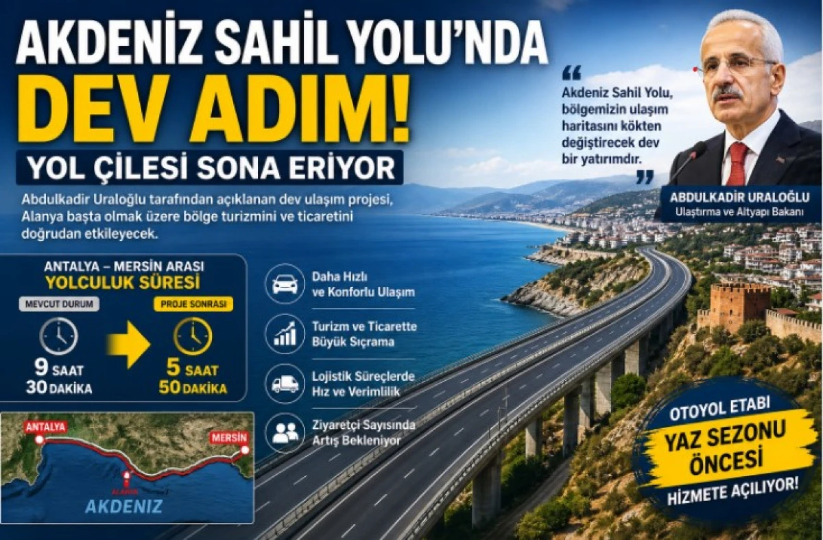 Akdeniz Sahil Yolu&rsquo;nda Dev Adım: Yol S&uuml;resi Saatlerce Kısalacak