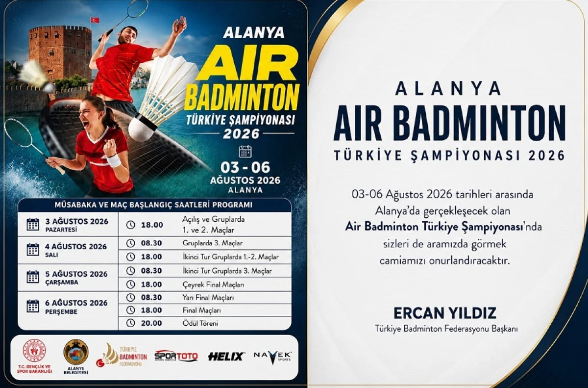 Alanya Air Badminton T&uuml;rkiye Şampiyonası'na Ev Sahipliği Yapıyor