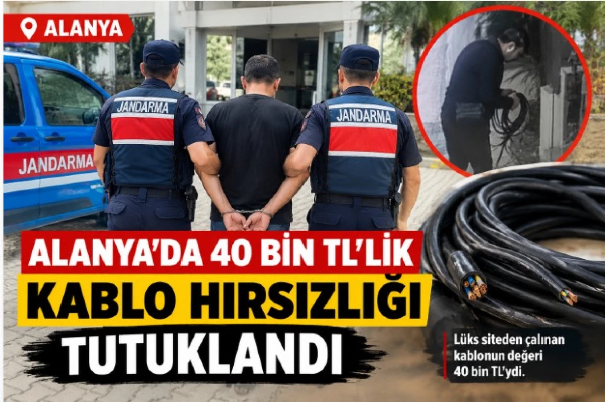 Alanya&rsquo;da 40 Bin TL&rsquo;lik Kablo Hırsızlığı: Tutuklandı