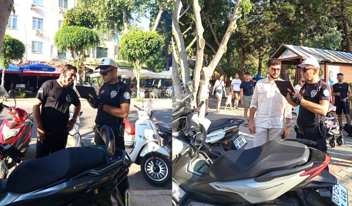 Alanya&rsquo;da Kaldırım Denetimi: Motosiklet Ve Scooter S&uuml;r&uuml;c&uuml;lerine Ceza