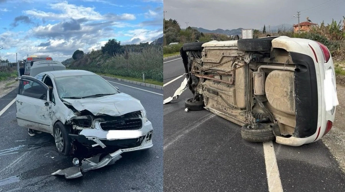 Alanya&rsquo;da Kontrolden &Ccedil;ıkan Otomobil Takla Attı