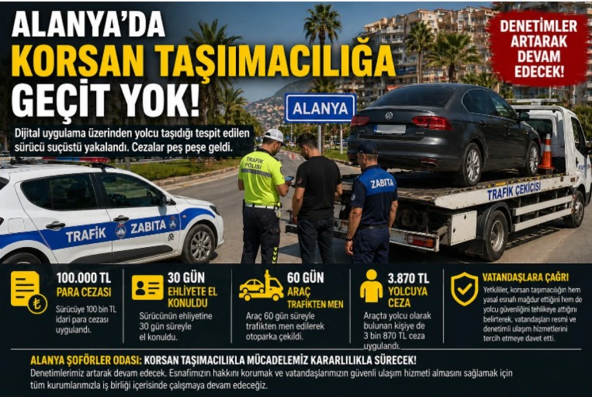 ALANYA&rsquo;DA KORSAN TAŞIMACILIĞA GE&Ccedil;İT YOK