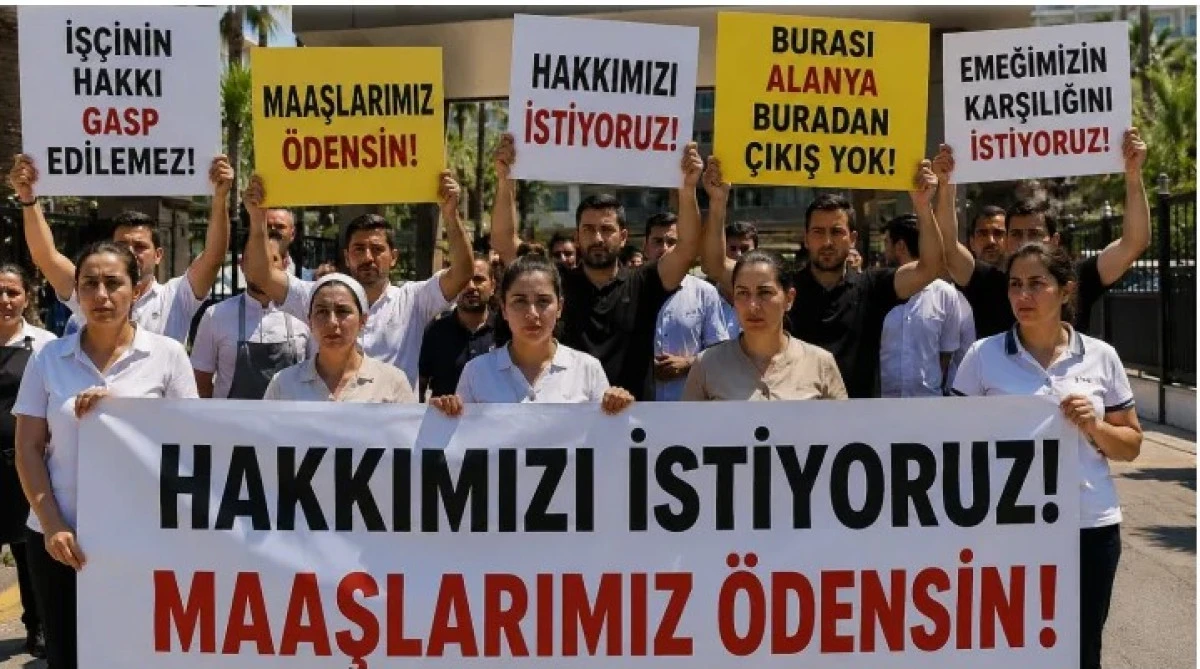 Alanya&rsquo;da Otel &Ccedil;alışanlarından Maaş Eylemi: &ldquo;5 Aydır Paramızı Alamıyoruz&rdquo;