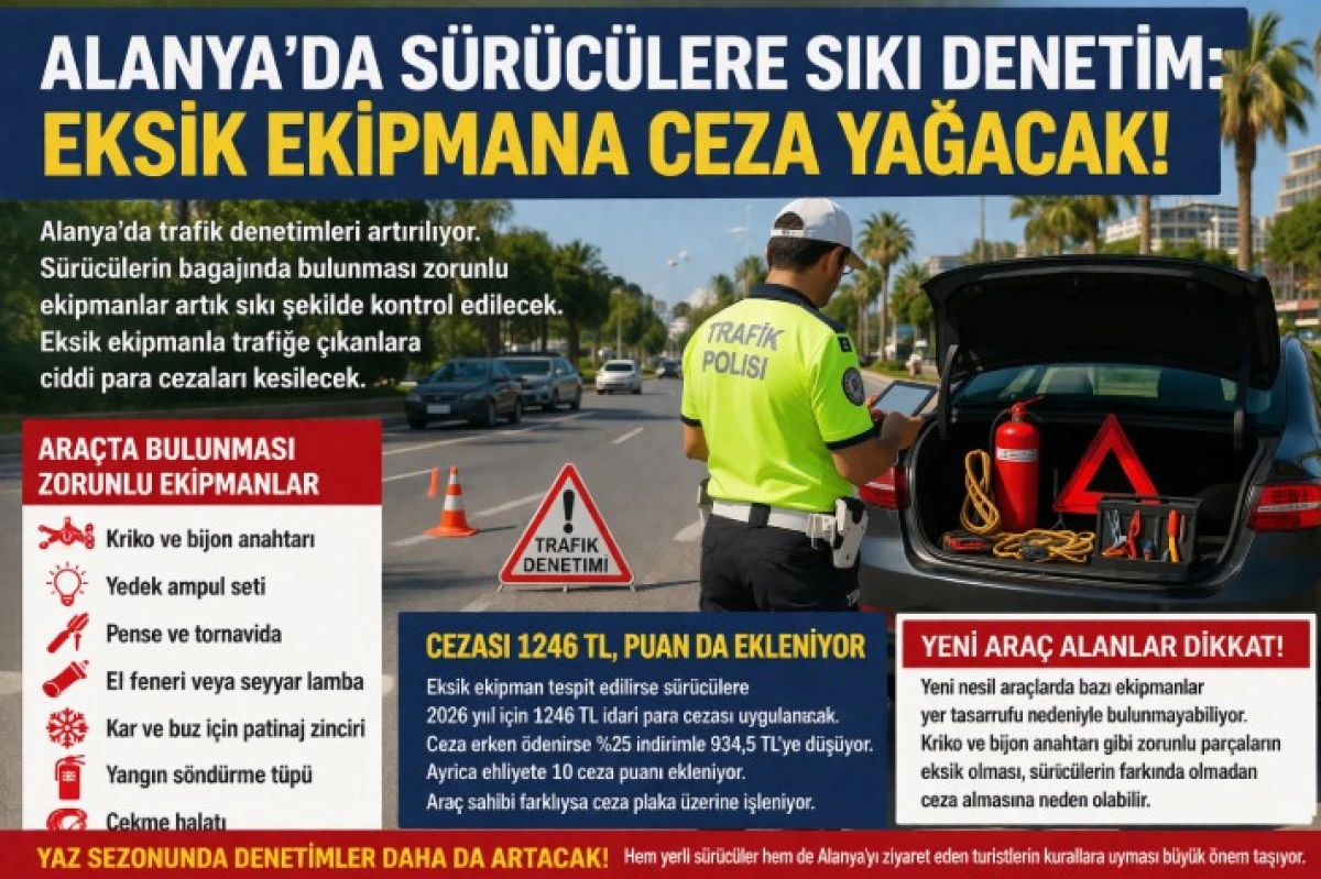 ALANYA&rsquo;DA S&Uuml;R&Uuml;C&Uuml;LERE SIKI DENETİM: EKSİK EKİPMANA CEZA YAĞACAK