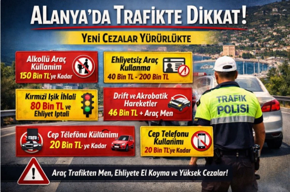 Alanya&rsquo;da Trafikte Dikkat: Yeni Cezalar Y&uuml;r&uuml;rl&uuml;kte