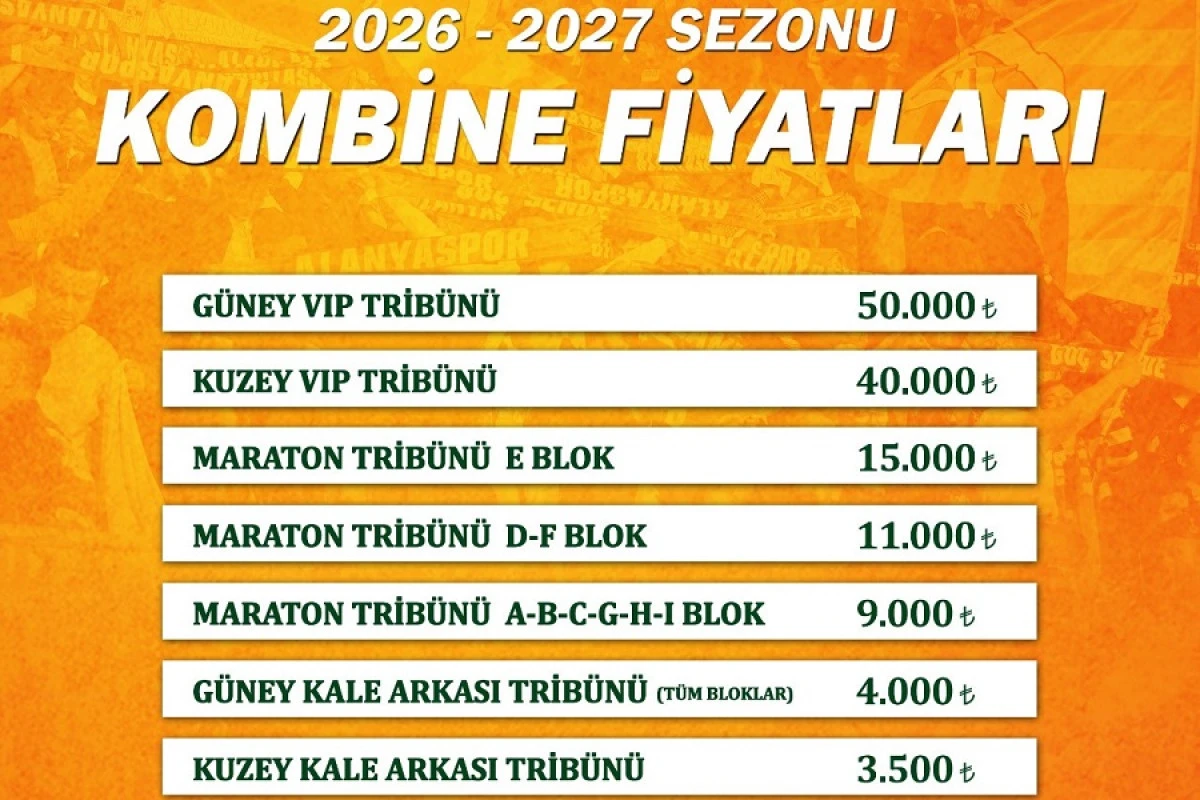 Alanyaspor'da Kombine Heyecanı Başlıyor! İşte 2026-2027 Sezonu Fiyatları Ve Tarihler