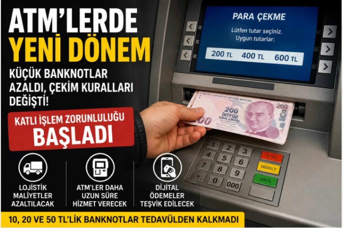 ATM&rsquo;lerde Yeni D&ouml;nem: K&uuml;&ccedil;&uuml;k Banknotlarla Para &Ccedil;ekme Zorlaşıyor