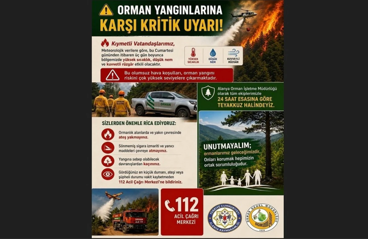 Kaymakam Şakir &Ouml;ner &Ouml;zt&uuml;rk'ten Orman Yangını Uyarısı