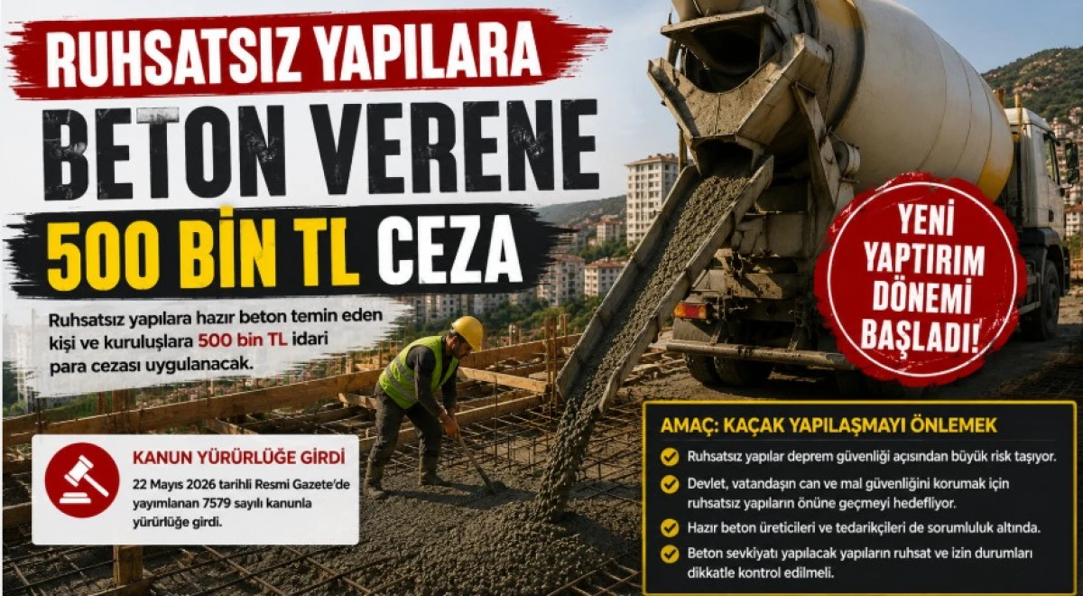 Ruhsatsız Yapıya Beton Verene 500 Bin TL Ceza