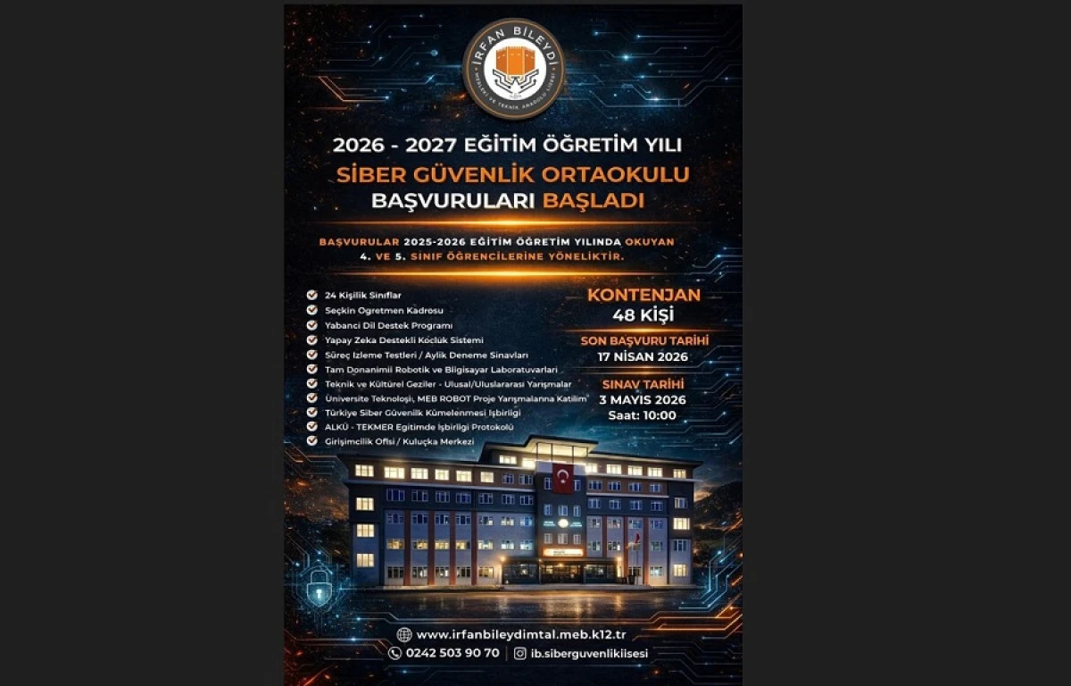 Siber G&uuml;venlik Ortaokulu Başvuruları Başladı!